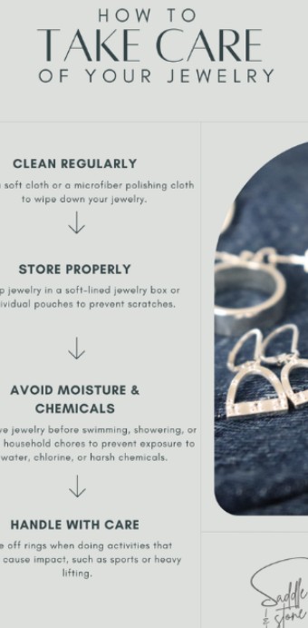 Saddle & Stone jewelry care graphic